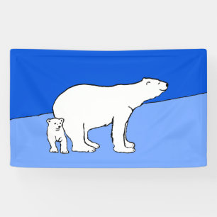 Banderoles Polar Bear Mom and Cub Peinture - Wildlife Art