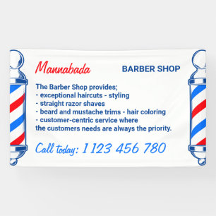 Banderoles Pole Supply Service Black Red Navy Barber Shop