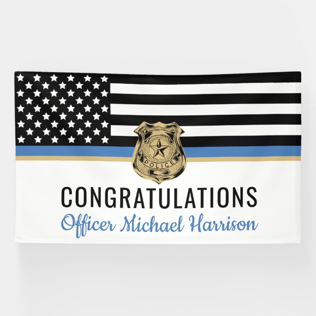 Banderoles Police Academy Graduation Party Mince Ligne bleue (Horizontal)