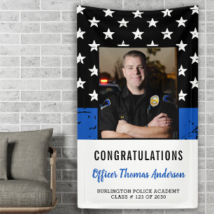 Banderoles Police Officier Mince Blue Line Graduation Party