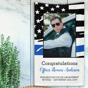 Banderoles Police Officier Parti de retraite Mince Ligne bleu