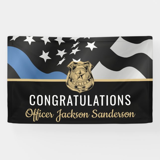 Banderoles Police Retraite Party Blue Line Police Enforcement (Horizontal)