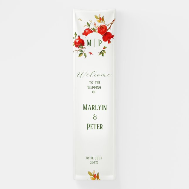 Banderoles Pomegranes aquarelle thème Couleurs vives (Verticale)