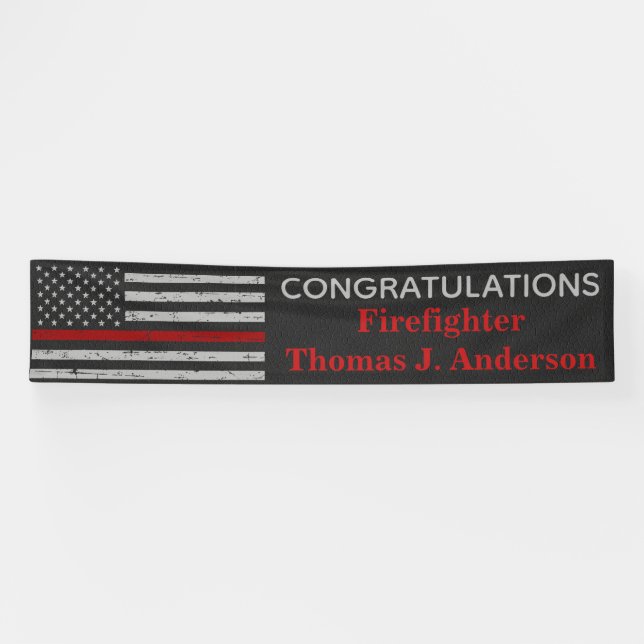 Banderoles Pompier Fire Academy Mince Red Line Graduation (Horizontal)