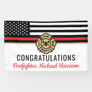 Banderoles Pompier Fire Academy Red Line Drapeau Graduation