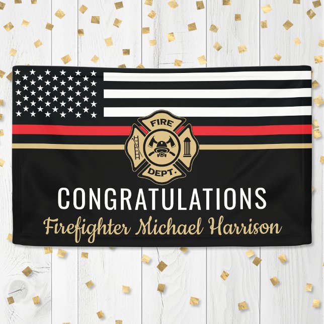 Banderoles Pompier Fire Academy Red Line Drapeau Graduation (Firefighter Fire Academy Red Line Flag Graduation Banner)