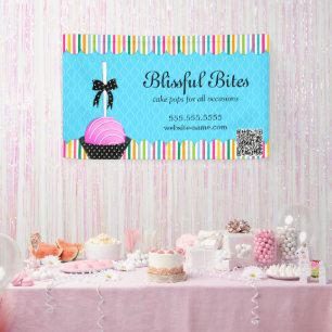 Banderoles Pop de gâteau coloré avec code QR