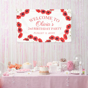Banderoles Poppies de fête du 2e anniversaire Baby Girl