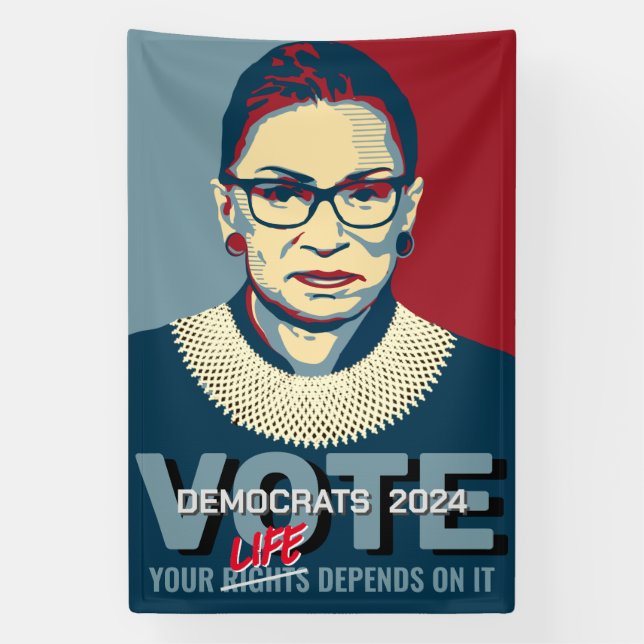 Banderoles Poster de Ruth Bader Ginsburg Pro-Choice Vote 2024 (Verticale)