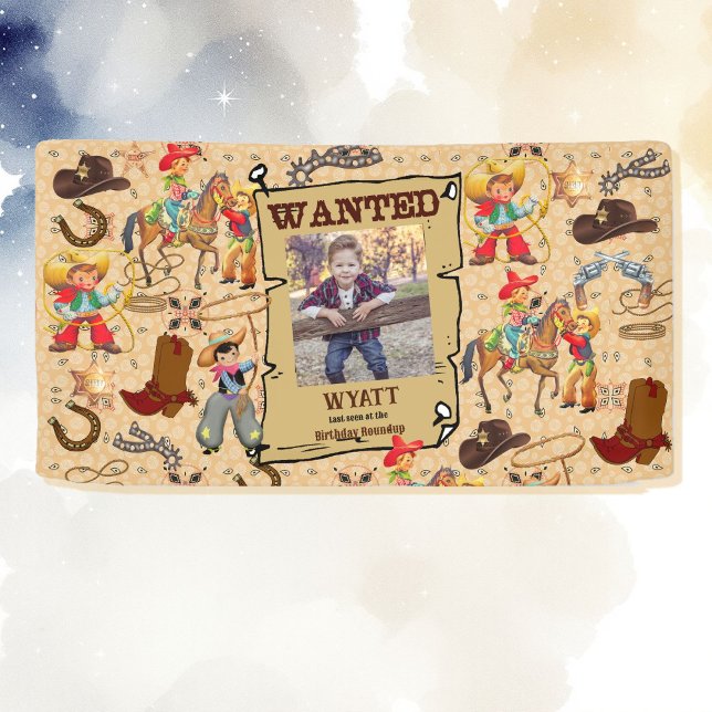 Banderoles Poster Recherché Buckaroo Cowboy Photo et nom (Créateur téléchargé)