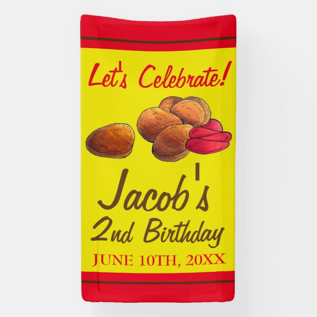 Banderoles Poulet Nuggets Ketchup Junk Food Anniversaire (Verticale)