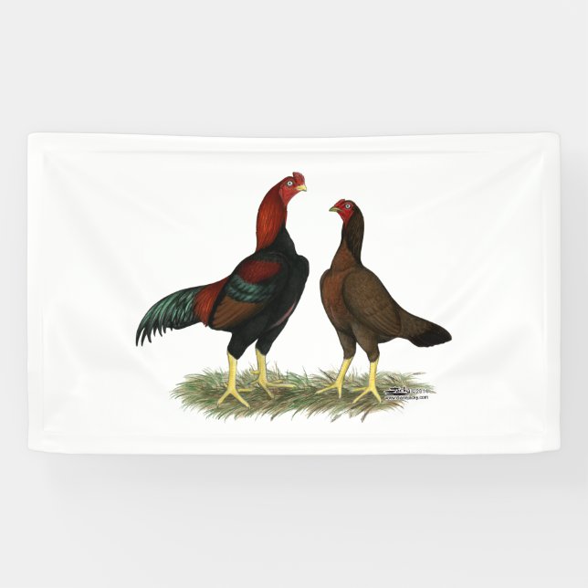 Banderoles Poulets rouges noirs Aseel (Horizontal)