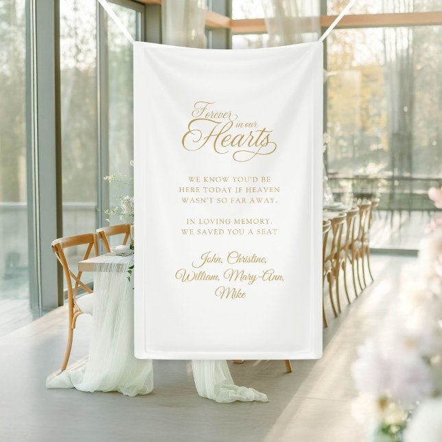 Banderoles Pour toujours dans nos coeurs ! Mariage de calligr (Forever in our Hearts! Modern Calligraphy Custom Wedding Banner with place for your text & names.)