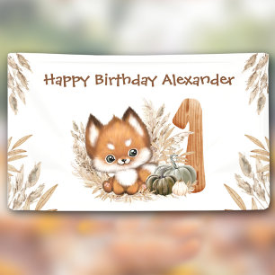 Banderoles Premier Anniversaire Automne Petit Fox Boy Banner