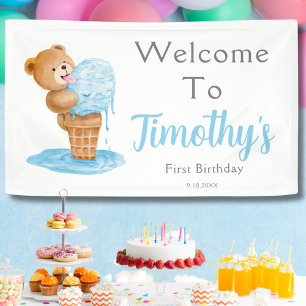 Banderoles Premier anniversaire Boy Teddy Bear Crème de glace
