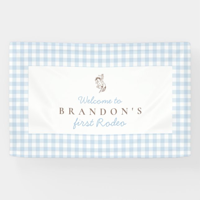 Banderoles Premier Anniversaire de Cow-boy de Rodéo Gingham B (Horizontal)