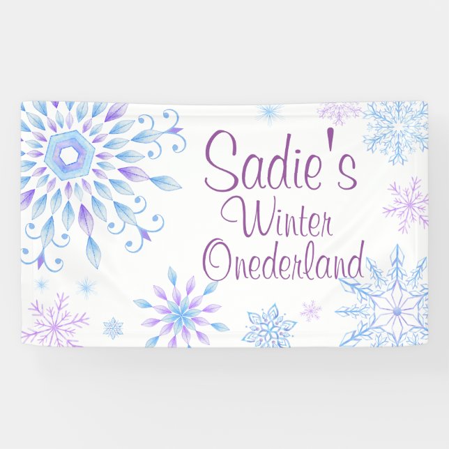 Banderoles Premier anniversaire de l'hiver de Snowflake (Horizontal)