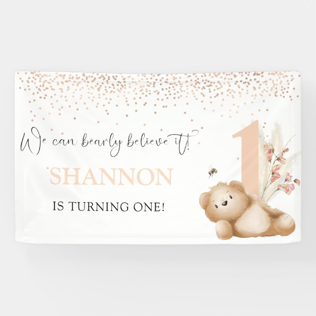 Banderoles Premier anniversaire de l'ours et de l'abeille (Horizontal)
