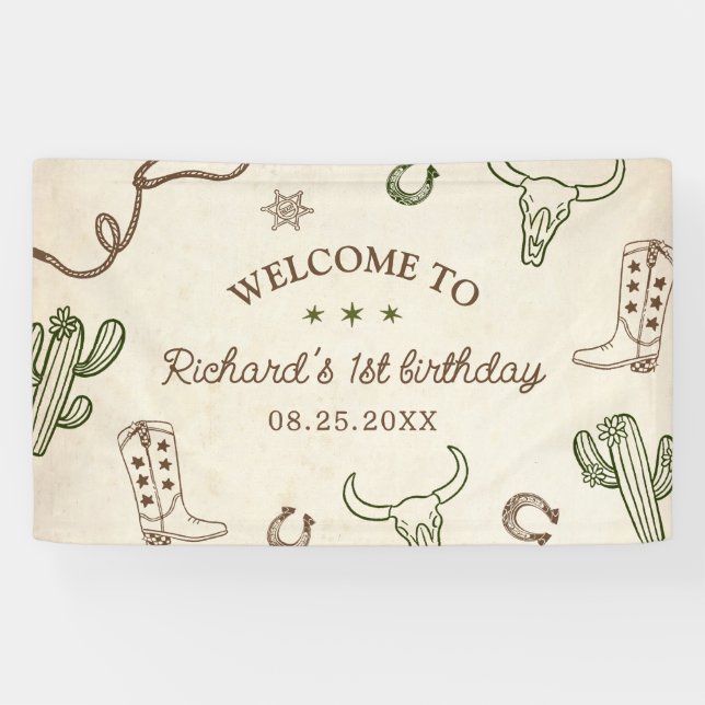 Banderoles Premier Rodeo Western Boy 1er anniversaire (Horizontal)