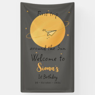 Banderoles Premier voyage autour du soleil avion en papier an