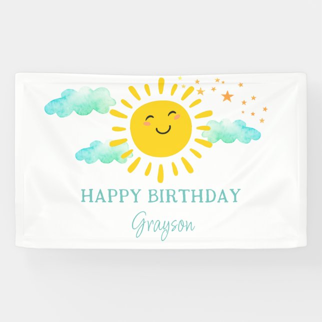 Banderoles Premier Voyage Autour Du Soleil Joyeux Anniversair (Horizontal)