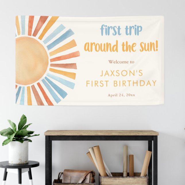 Banderoles Premier voyage autour du soleil premier anniversai (Créateur téléchargé)