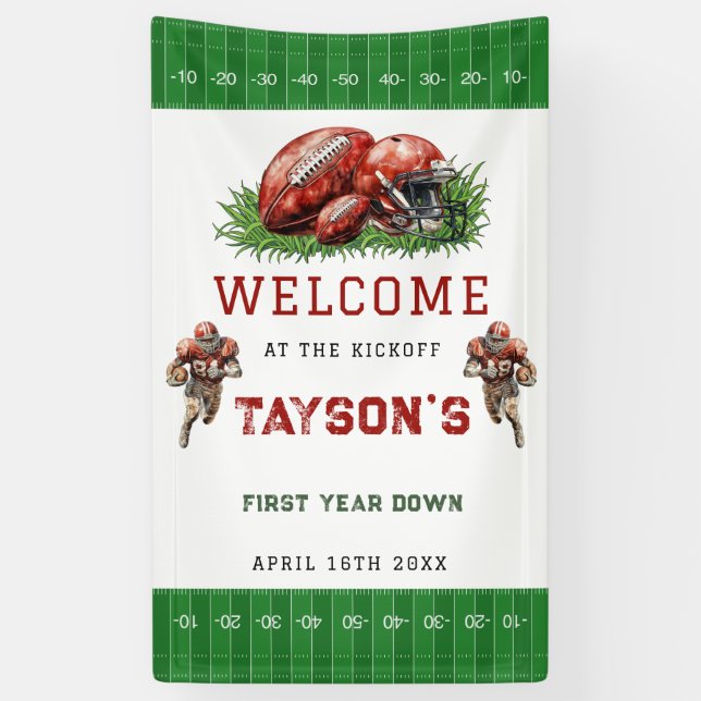 Banderoles Première année Down Football photo 1er Anniversair (Vertical)