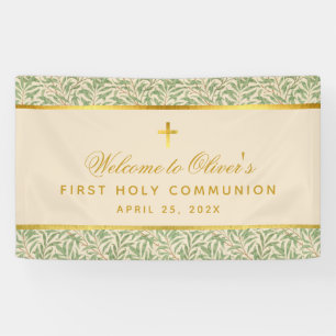 Banderoles Première communion Bienvenue Foliage Gold Feuilles