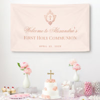 Première Communion Rose Rose Gold Vintage Crest