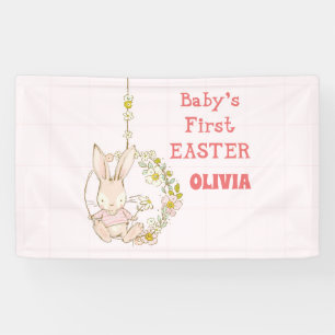 Banderoles Première fille lapin de Pâques sur le coupage de f