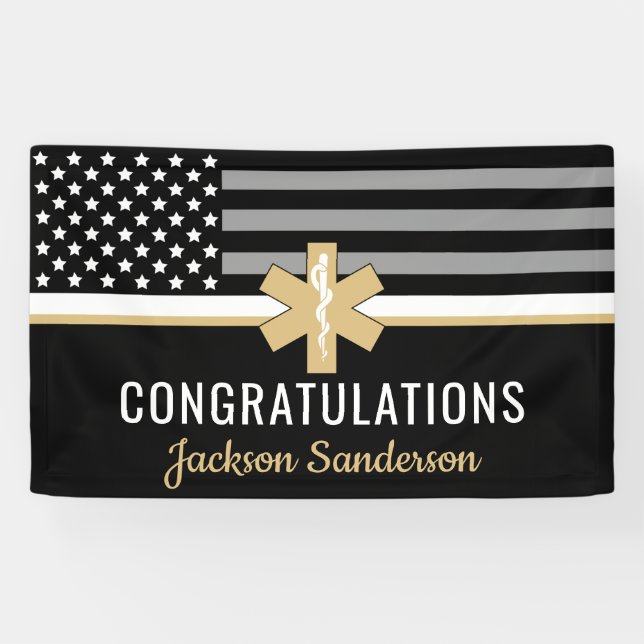 Banderoles Première réponse EMT Fin ligne blanche Retraite EM (Horizontal)