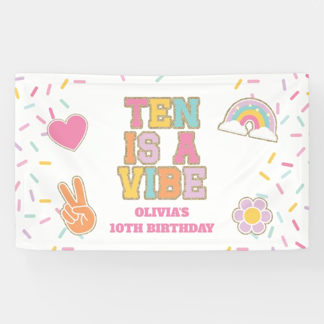 Banderoles Preppy Patch Dix est une ambiance 10e Anniversaire (Horizontal)