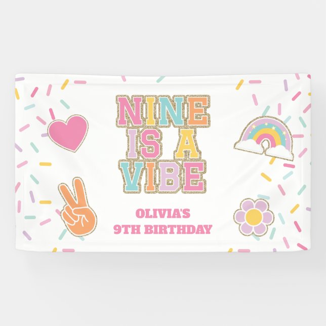 Banderoles Preppy Patch Nine est une ambiance 9e anniversaire (Horizontal)