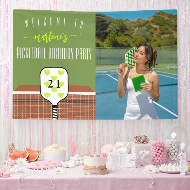 Banderoles Preppy Pickleball Paddle Photo Dink Anniversaire (Fête)
