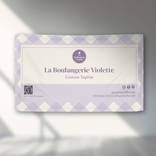 Banderoles Présentation d'événement avec code QR en vichy de  (Créateur téléchargé)