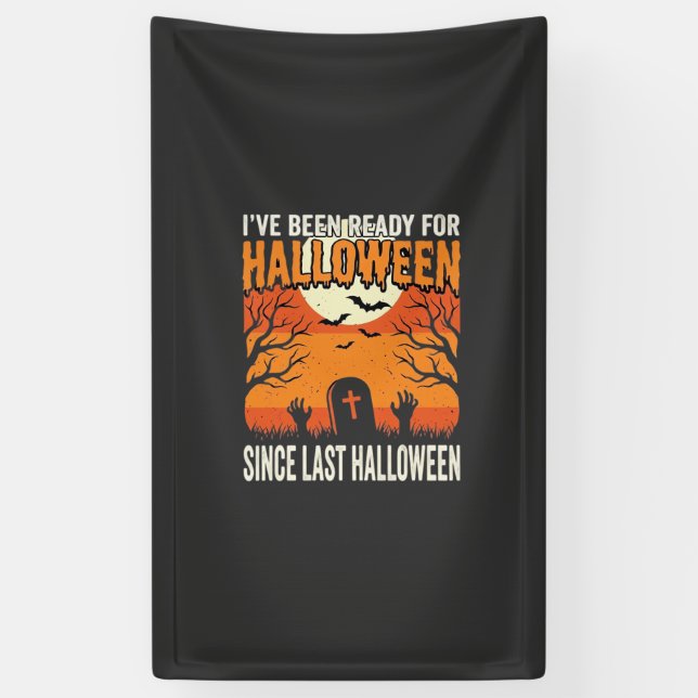 Banderoles Prêt pour la conception de cimetière d'Halloween_1 (Vertical)