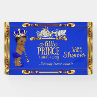 Banderoles Prince Baby shower Blue Gold Carriage Ethnic