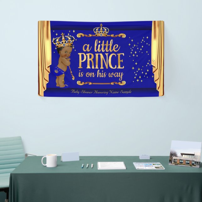 Banderoles Prince Baby shower Blue Gold Draps Ethnique (Salon professionnel)