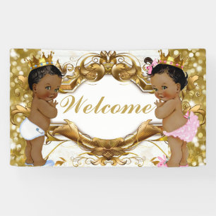 Banderoles Prince et princesse africains Gold Welcome Banner