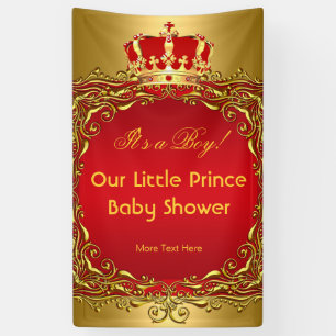 Banderoles Prince Royal Couronne Rouge Or Baby Shower Garçon