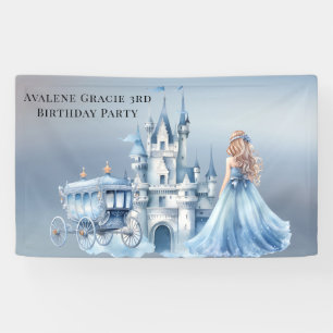 Banderoles Princess Blue Carriage Turning 3 Anniversaire