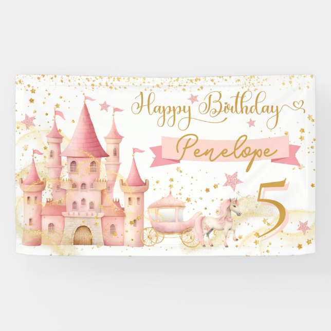 Banderoles Princess Happy Birthday Banner (Horizontal)