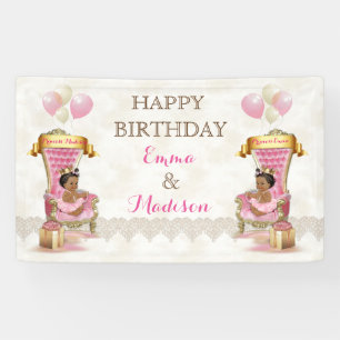 Banderoles Princess Royal Trone African American Twins Girl