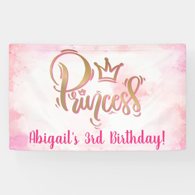 Banderoles Princesse assez rose Birthday (Horizontal)