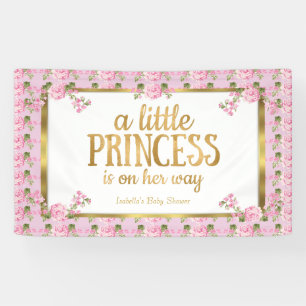 Banderoles Princesse Baby shower rose or Rose Floral