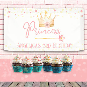 Banderoles Princesse Crown Rose Petite fille Anniversaire