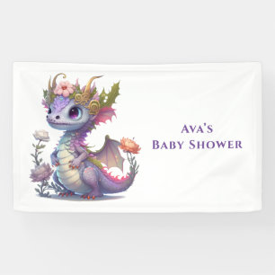 Banderoles Princesse Dragon avec Florals Girl Baby shower