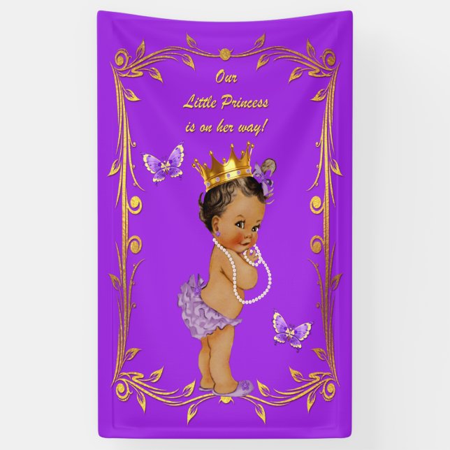 Banderoles Princesse ethnique pourpre Butterflies Gold Frame (Vertical)