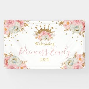 Banderoles Princesse Floral Pink & Gold Banner personnalisé
