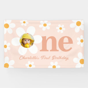 Banderoles Printemps Boho rose Daisy Photo 1er anniversaire